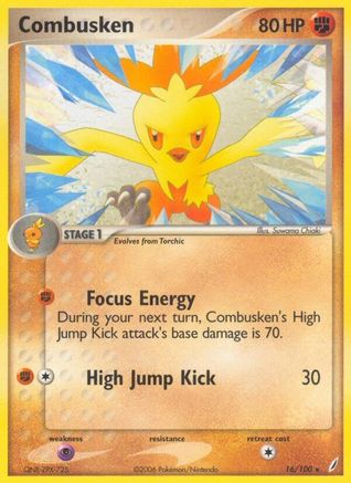 Combusken 016/100 - Reverse Holofoil Crystal Guardians - Rare