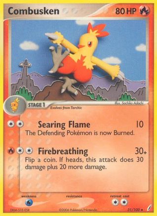 Combusken 031/100 - Reverse Holofoil Crystal Guardians - Uncommon