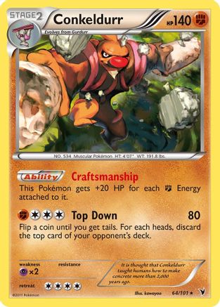 Conkeldurr (64) 064 - Reverse Holofoil Noble Victories - Holo Rare