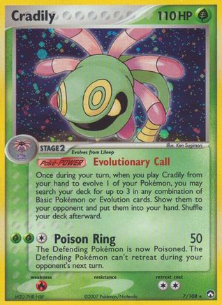 Cradily 007 - Reverse Holofoil Power Keepers - Holo Rare