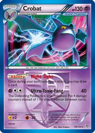 Crobat (Team Plasma) 055/135 - Reverse Holofoil Plasma Storm - Holo Rare