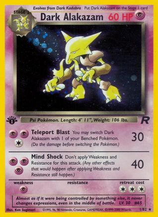 Dark Alakazam (1) 001/82 - 1st Edition Holofoil Team Rocket - Holo Rare