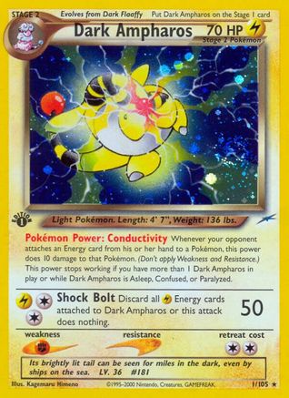 Dark Ampharos 001 - 1st Edition Holofoil Neo Destiny - Holo Rare
