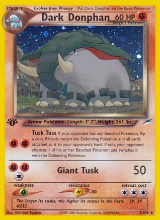 Dark Donphan 003 - Unlimited Holofoil Neo Destiny - Holo Rare