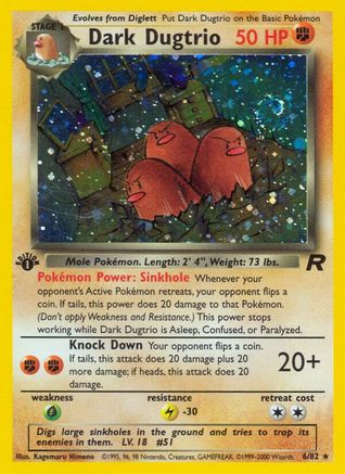 Dark Dugtrio (6) 006/82 - 1st Edition Holofoil Team Rocket - Holo Rare