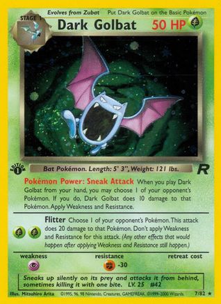 Dark Golbat (7) 007/82 - 1st Edition Holofoil Team Rocket - Holo Rare