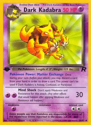 Dark Kadabra 039/82 - 1st Edition Team Rocket - Uncommon