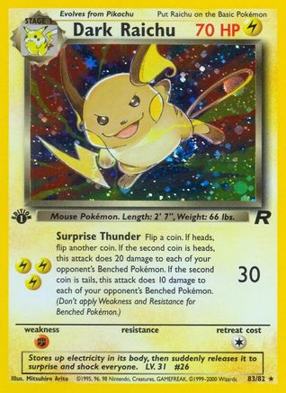 Dark Raichu 083/82 - Unlimited Holofoil Team Rocket - Secret Rare