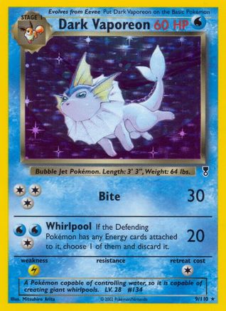 Dark Vaporeon 009 - Holofoil Legendary Collection - Holo Rare