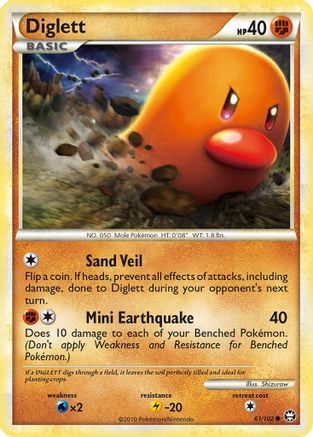Diglett 061/102 - Reverse Holofoil Triumphant - Common