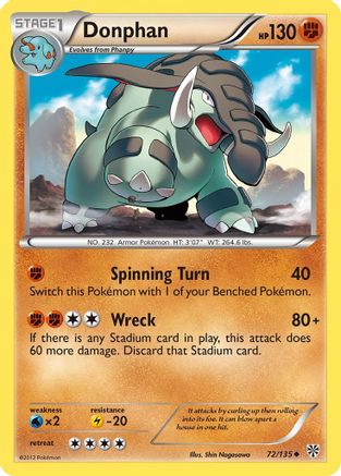 Donphan 072 - Reverse Holofoil Plasma Storm - Uncommon