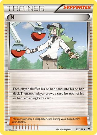 N (Supporter) 092/101 - Reverse Holofoil Noble Victories - Uncommon