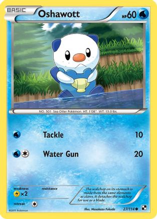 Oshawott (27) 027/114 - Reverse Holofoil Black and White - Common