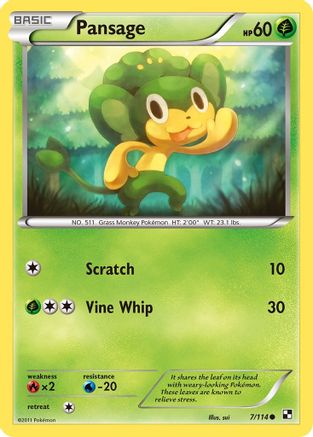 Pansage 007 - Reverse Holofoil Black and White - Common