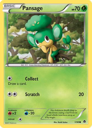 Pansage 001 - Reverse Holofoil Emerging Powers - Common
