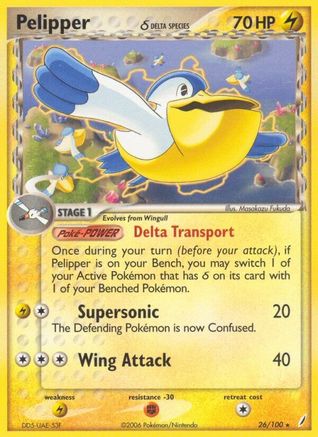 Pelipper (Delta Species) 026/100 - Reverse Holofoil Crystal Guardians - Rare
