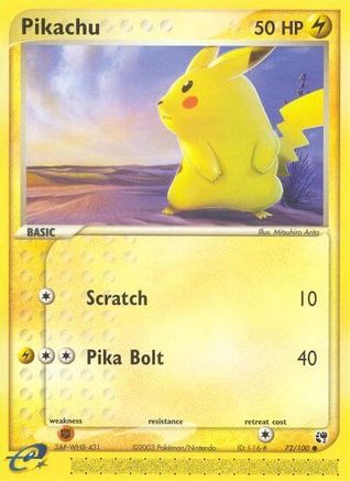 Pikachu 072/100 - Reverse Holofoil Sandstorm - Common