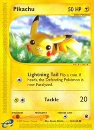 Pikachu 124/165 - Reverse Holofoil Expedition - Common