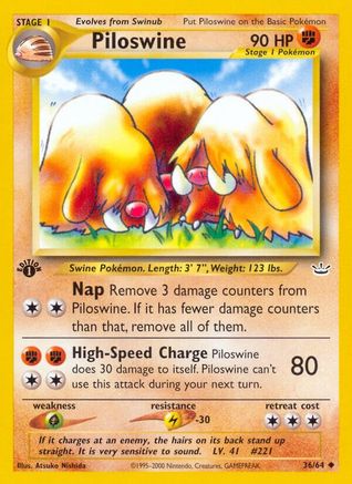 Piloswine 036/64 - 1st Edition Neo Revelation - Uncommon