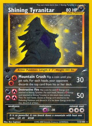 Shining Tyranitar 113 - Unlimited Holofoil Neo Destiny - Secret Rare