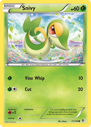 Snivy 011 - Reverse Holofoil Boundaries Crossed - Common