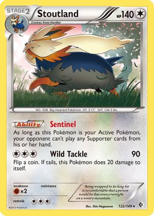 Stoutland 122 - Reverse Holofoil Boundaries Crossed - Holo Rare