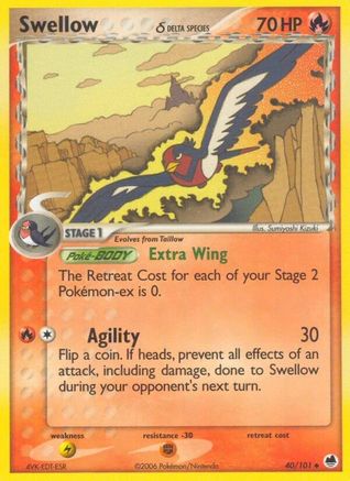 Swellow (Delta Species) 040 Dragon Frontiers - Uncommon