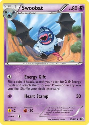 Swoobat 065 - Reverse Holofoil Legendary Treasures - Uncommon