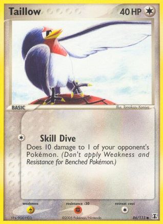 Taillow 086/113 - Reverse Holofoil Delta Species - Common