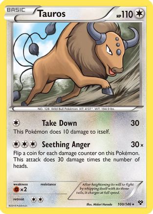 Tauros 100/146 - Reverse Holofoil XY Base Set - Rare