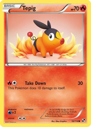 Tepig (16) 016 - Reverse Holofoil Black and White - Common