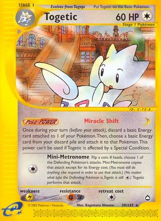Togetic 039 - Reverse Holofoil Aquapolis - Rare