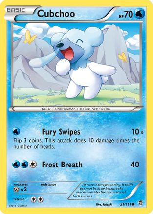 Cubchoo 021 - Reverse Holofoil XY Furious Fists - Common