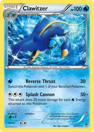 Clawitzer 024 - Reverse Holofoil XY Furious Fists - Holo Rare