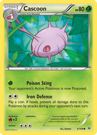 Cascoon 006/108 - Reverse Holofoil XY Roaring Skies - Common