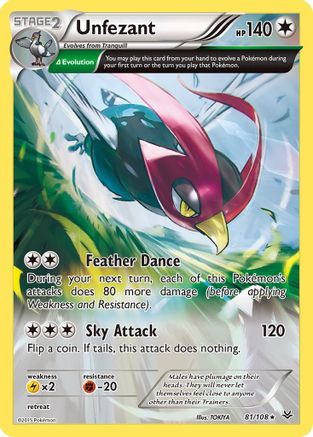 Unfezant (81 Delta) 081/108 XY Roaring Skies - Rare