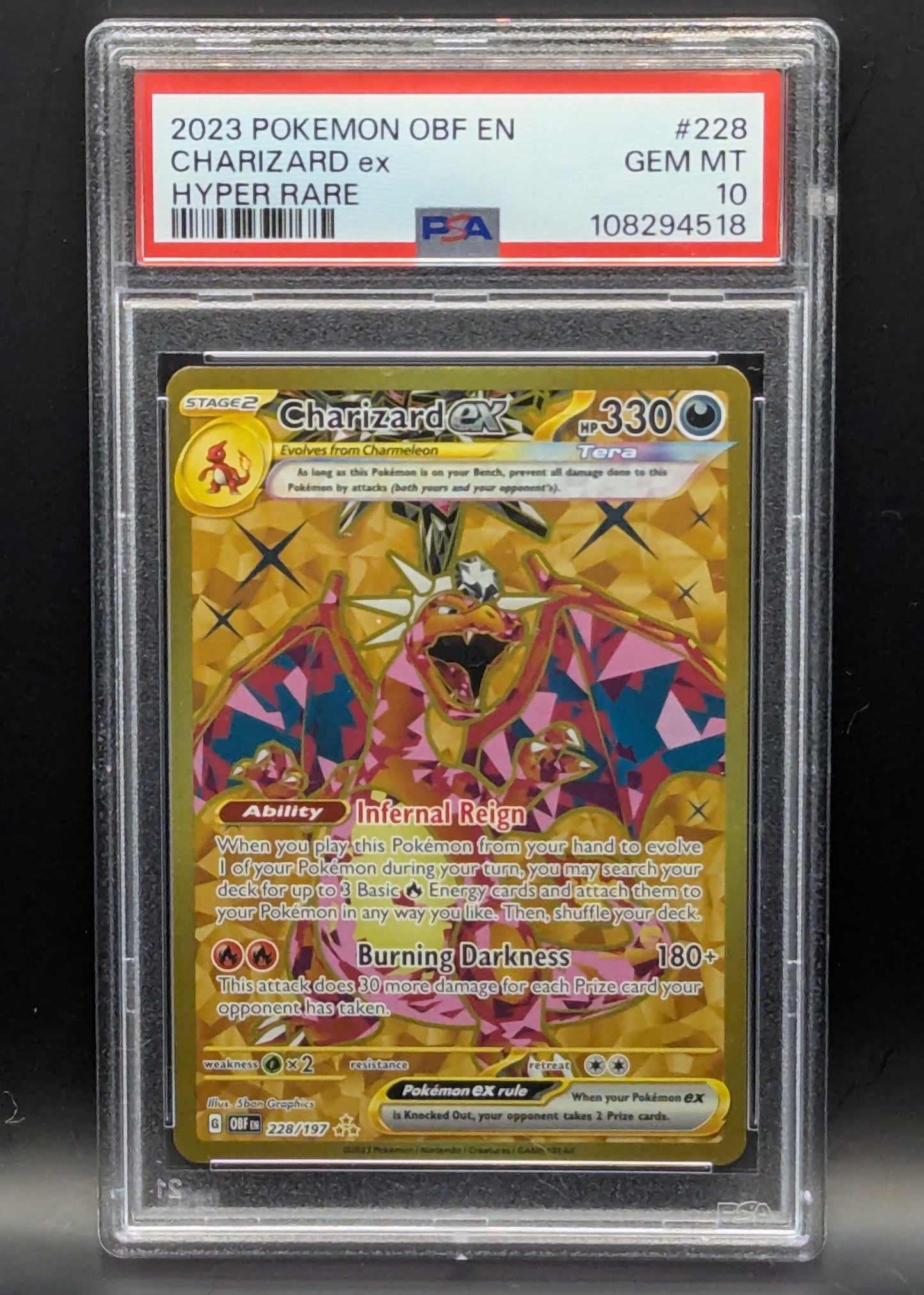 PSA 10 Charizard ex #228 - Pokemon Obsidian Flames