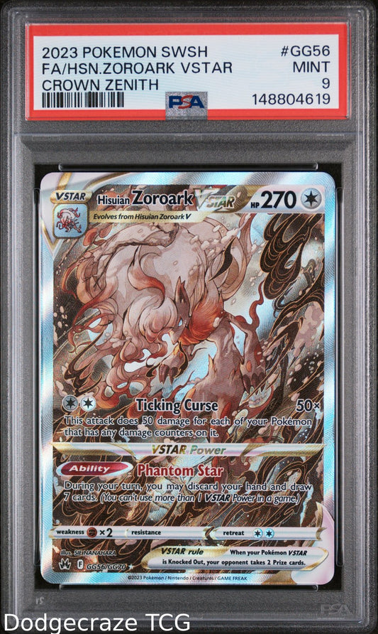 2023 Pokemon Sword Shield Crown Zenith Hisuian Zoroark Vstar GG56/GG70 PSA 9