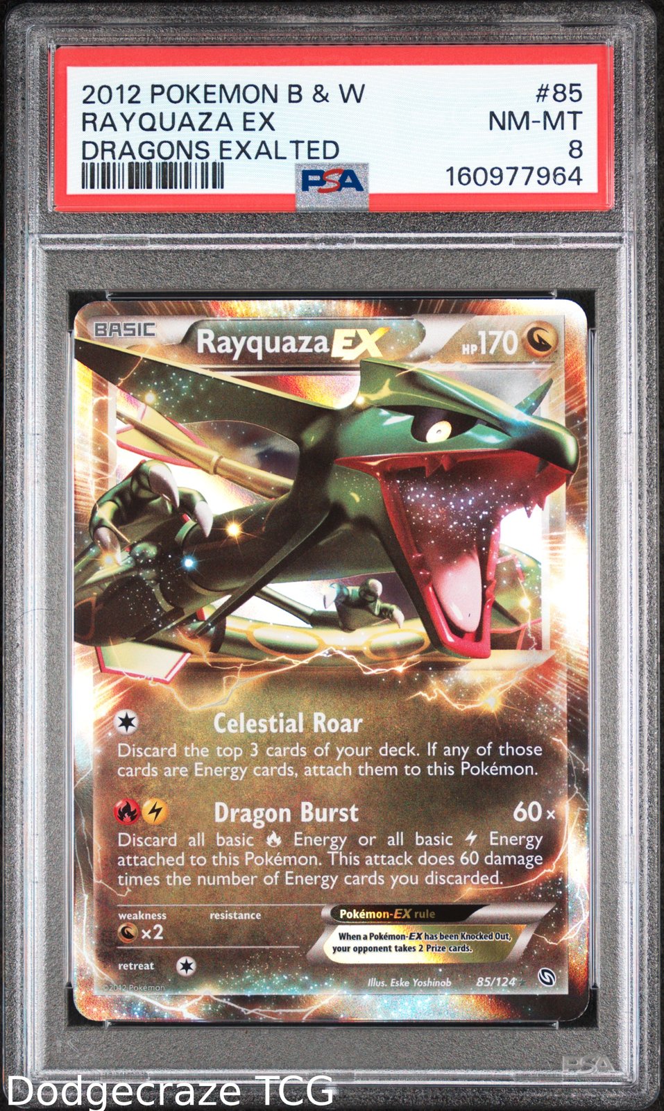 2012 Pokemon Dragons Exalted Rayquaza EX 85/124 PSA 8