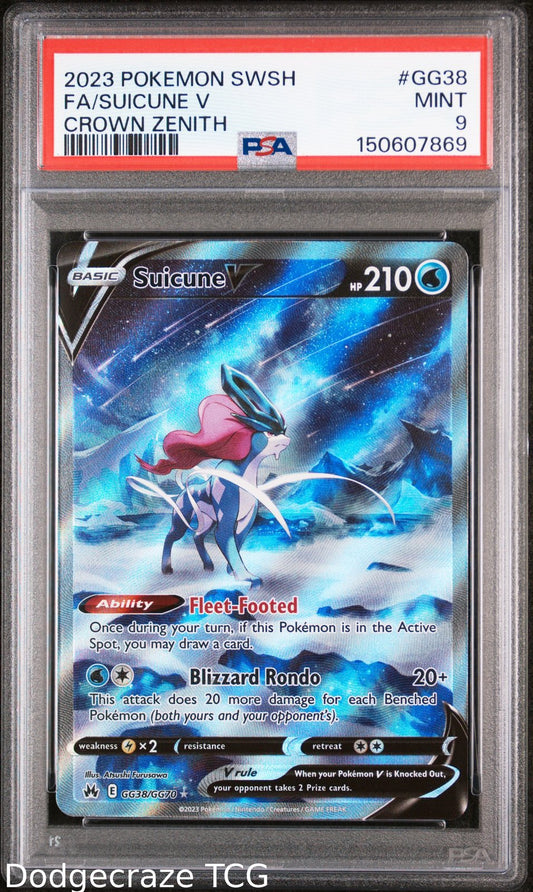 2023 Pokemon Sword Shield Crown Zenith Suicune V GG38/GG70 PSA 9