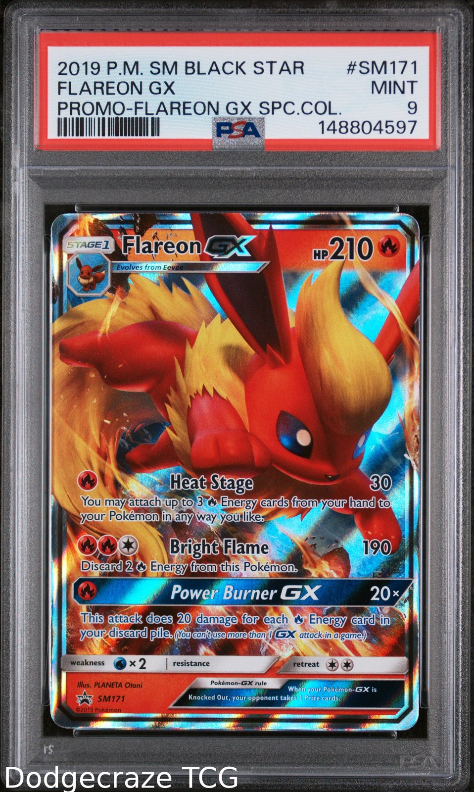 2019 Pokemon Sm Black Star Promo Flareon Gx Special Collection SM171 PSA 9