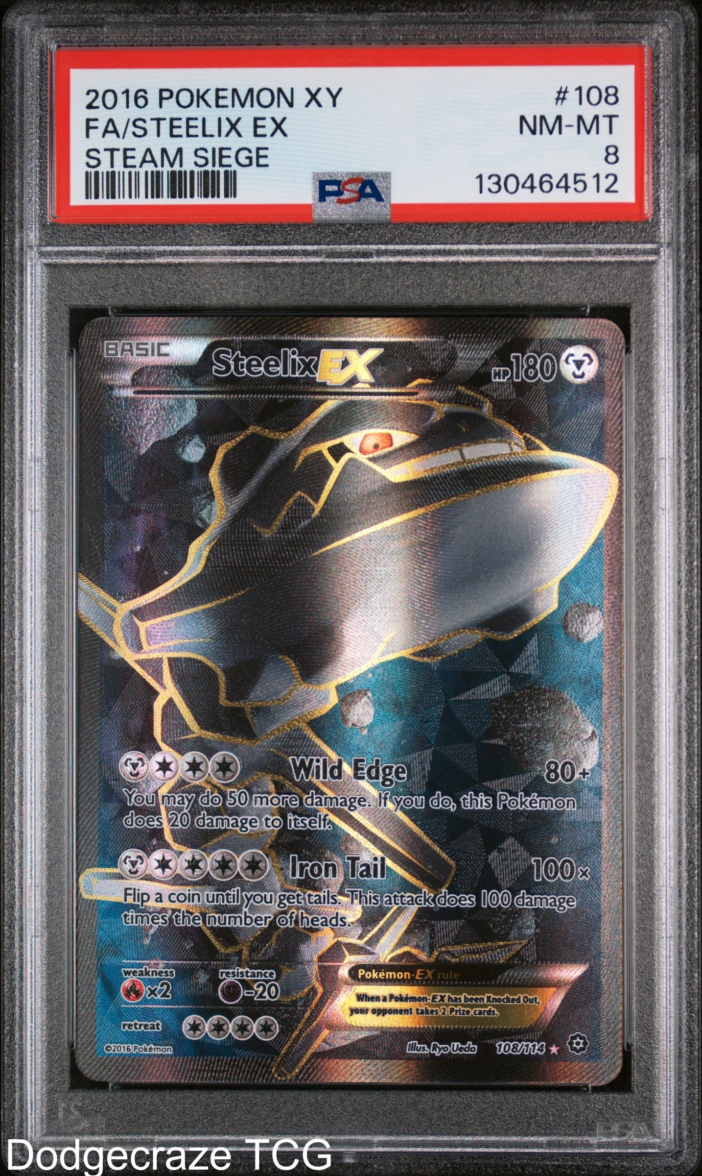 2016 Pokemon Steam Siege Steelix EX 108/114 PSA 8
