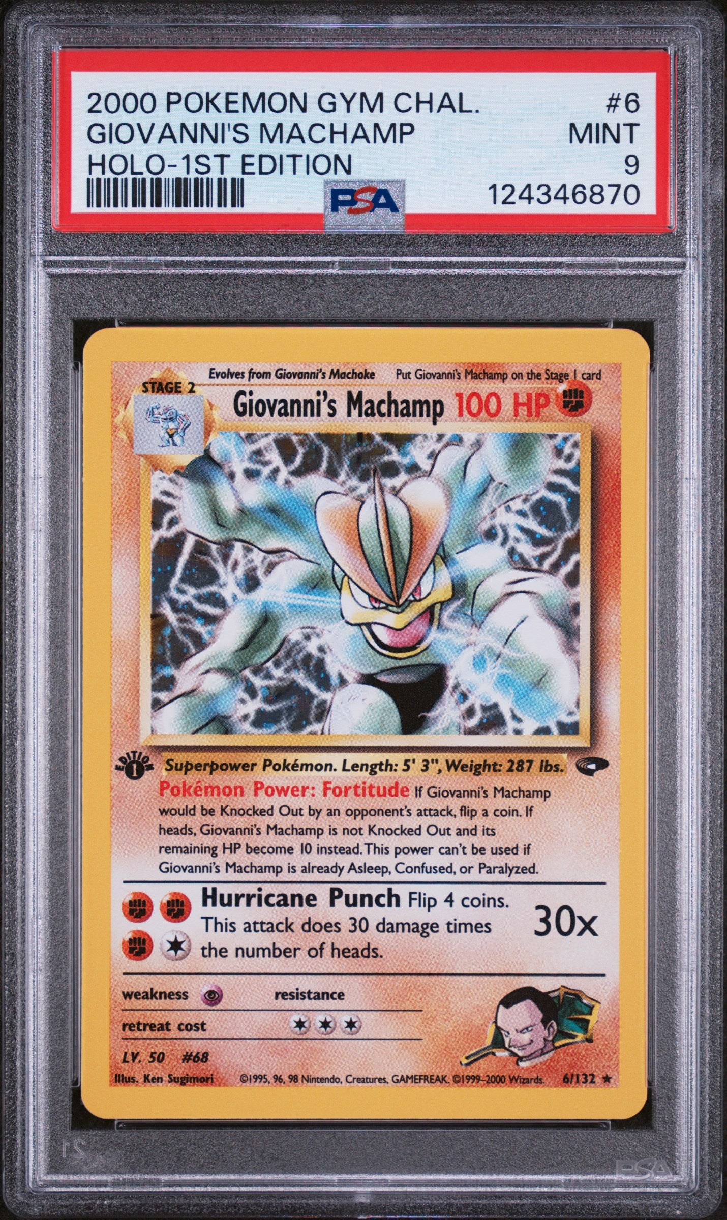 2000 Pokemon Gym Challenge Giovanni's Machamp 1st Edition 6/132 PSA 9