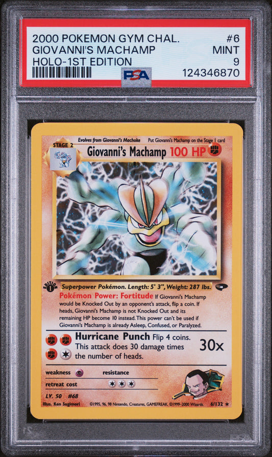2000 Pokemon Gym Challenge Giovanni's Machamp 1st Edition 6/132 PSA 9