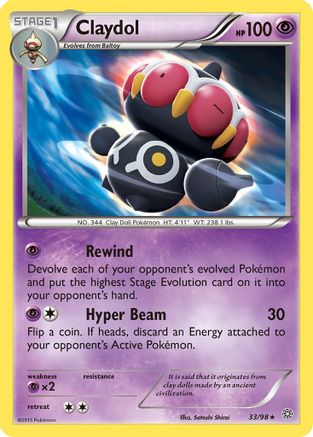 Claydol 033  - Reverse Holofoil XY  Ancient Origins - Rare