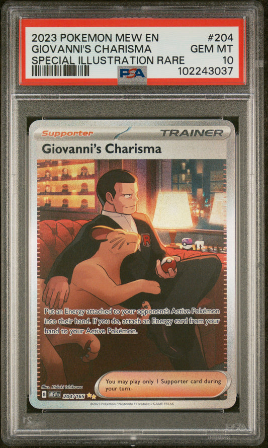 2023 Pokemon Mew EN - 151 #204 Giovanni's Charisma SIR PSA 10
