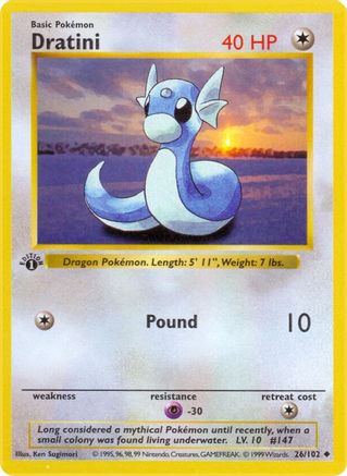 Dratini 026/102  - 1st Edition Base Set Shadowless - Uncommon