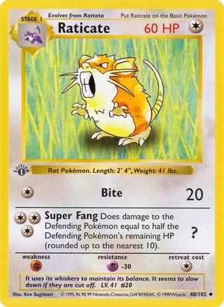 Raticate 040/102  - Unlimited Base Set Shadowless - Uncommon