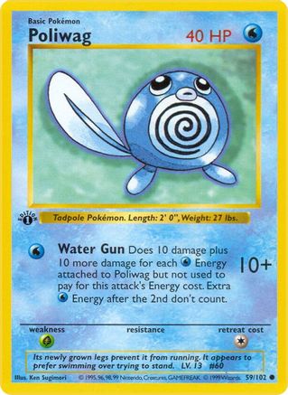Poliwag 059/102  - 1st Edition Base Set Shadowless - Common