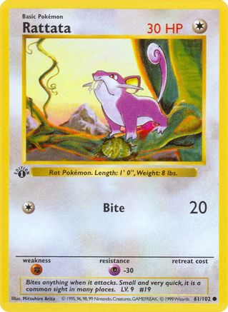 Rattata 061/102  - 1st Edition Base Set Shadowless - Common
